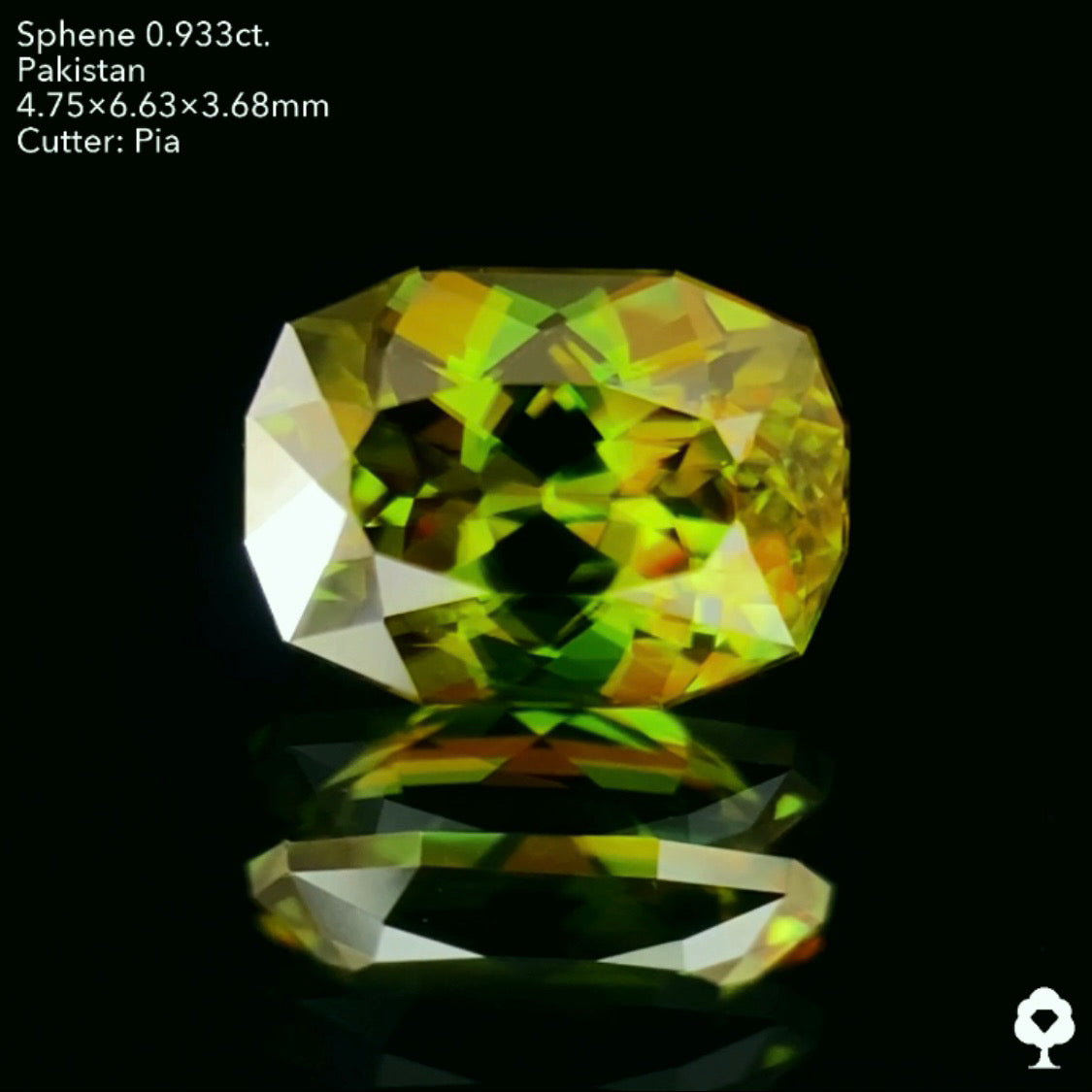 濃美グリーンに散りばめられる赤ファイアー★パキスタンスフェーン0.933ct. ピアッちゃん作品