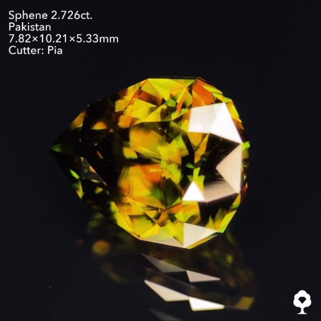 貫禄ある可愛らしいカタチで深いグリーンから強烈なファイアーを放つ★パキスタンスフェーン2.726ct ピアッちゃん作品