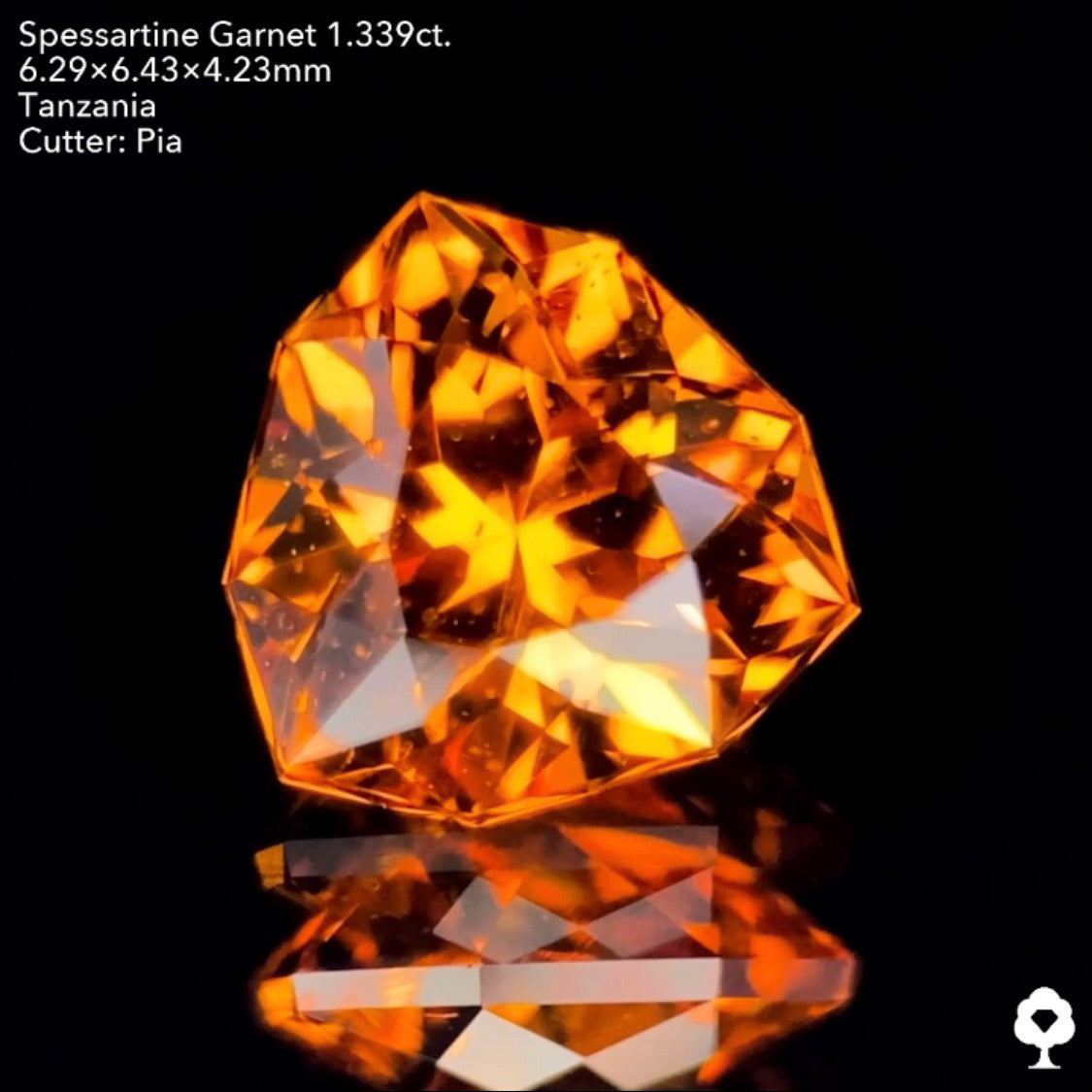 目の覚める鮮やかなオレンジと相性抜群のファンシートリリアント★スペサタイトガーネット1.339ct.ピアッちゃん作品