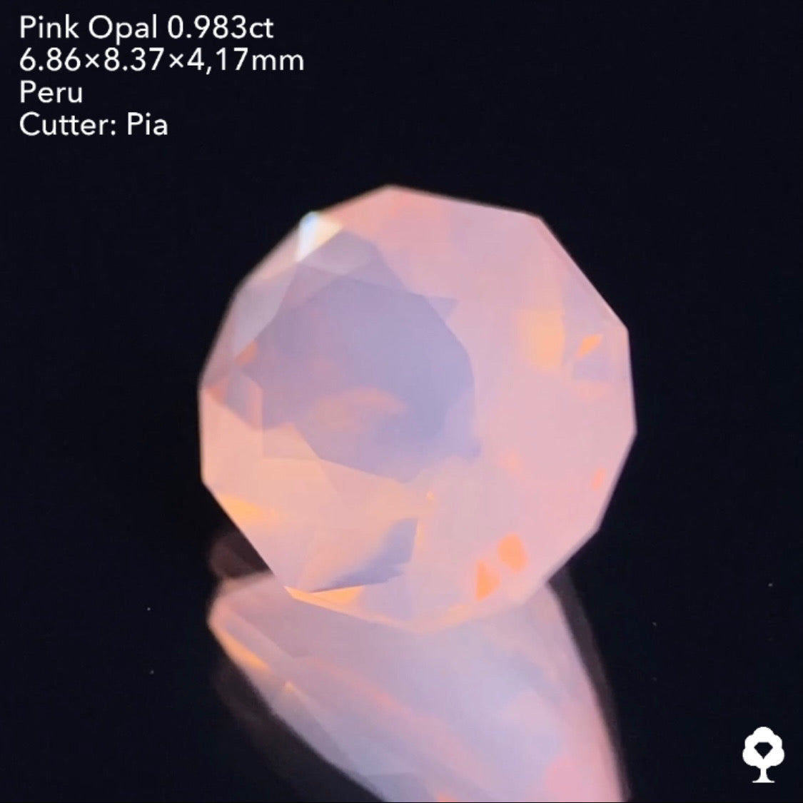 【GTJウェブサイト個展プライス】透明度・シルキーさ・色合い・カットのバランス抜群★ピンクオパール0.983ct ピアッちゃん作品
