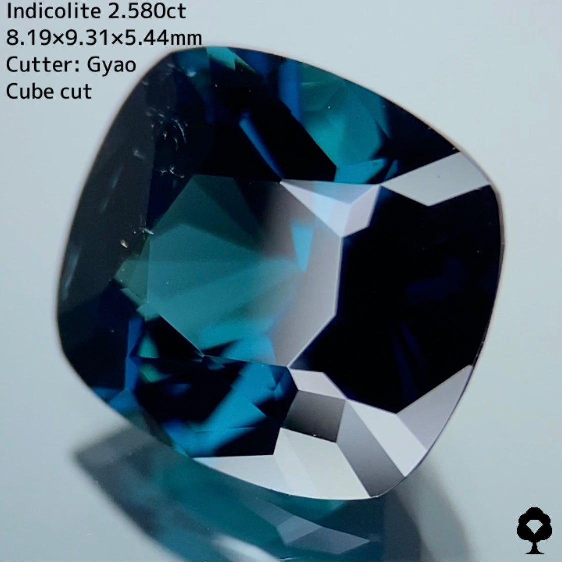 深海の美しさ感じる縁取り変則キューブカット★インディコライト 2.580ct【Cube cut】
