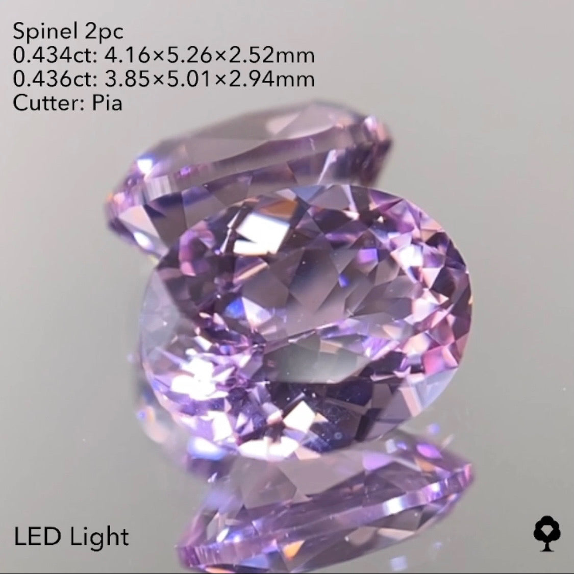 ★30分オークション★【21:10終了】可愛いピンクとパープルの色見比べセット★スピネル2個 0.434ct/0.436ct ピアッちゃん作品