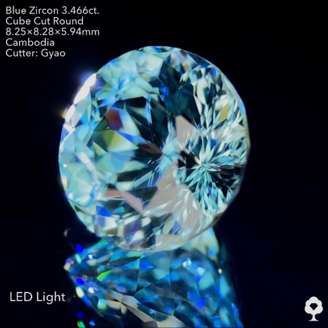 【SOLD OUT】変則キューブカットラウンドブルージルコン3.466ct ゲオちゃん作品★お問合せ特別価格★