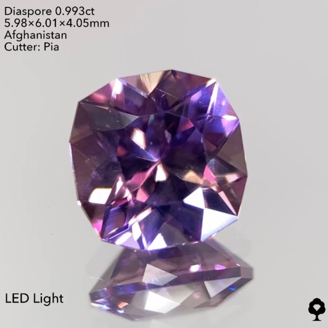 【お客さま専用】【GTJウェブサイト個展プライス】妖艶ピンクの美クッションに走る繊維状構造のライン★ダイアスポア0.993ct ピアッちゃん作品