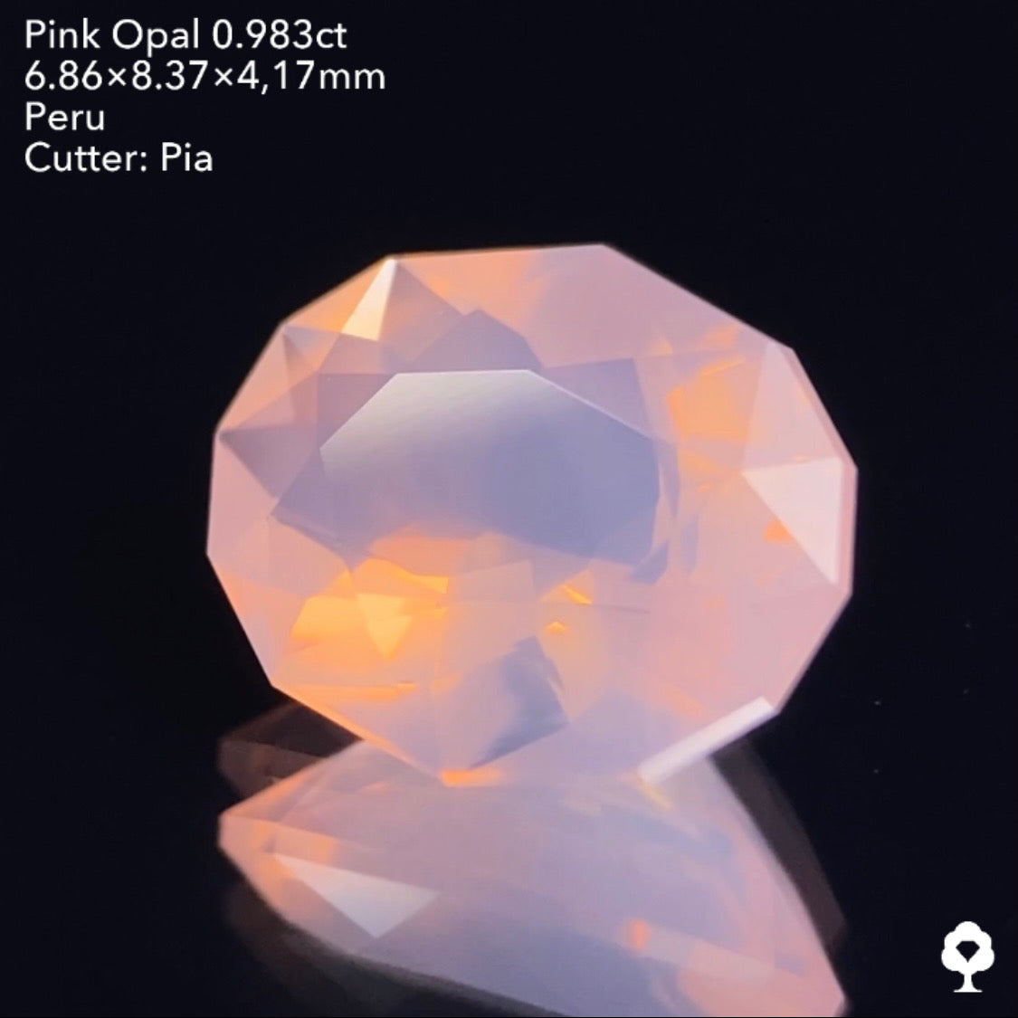 【GTJウェブサイト個展プライス】透明度・シルキーさ・色合い・カットのバランス抜群★ピンクオパール0.983ct ピアッちゃん作品