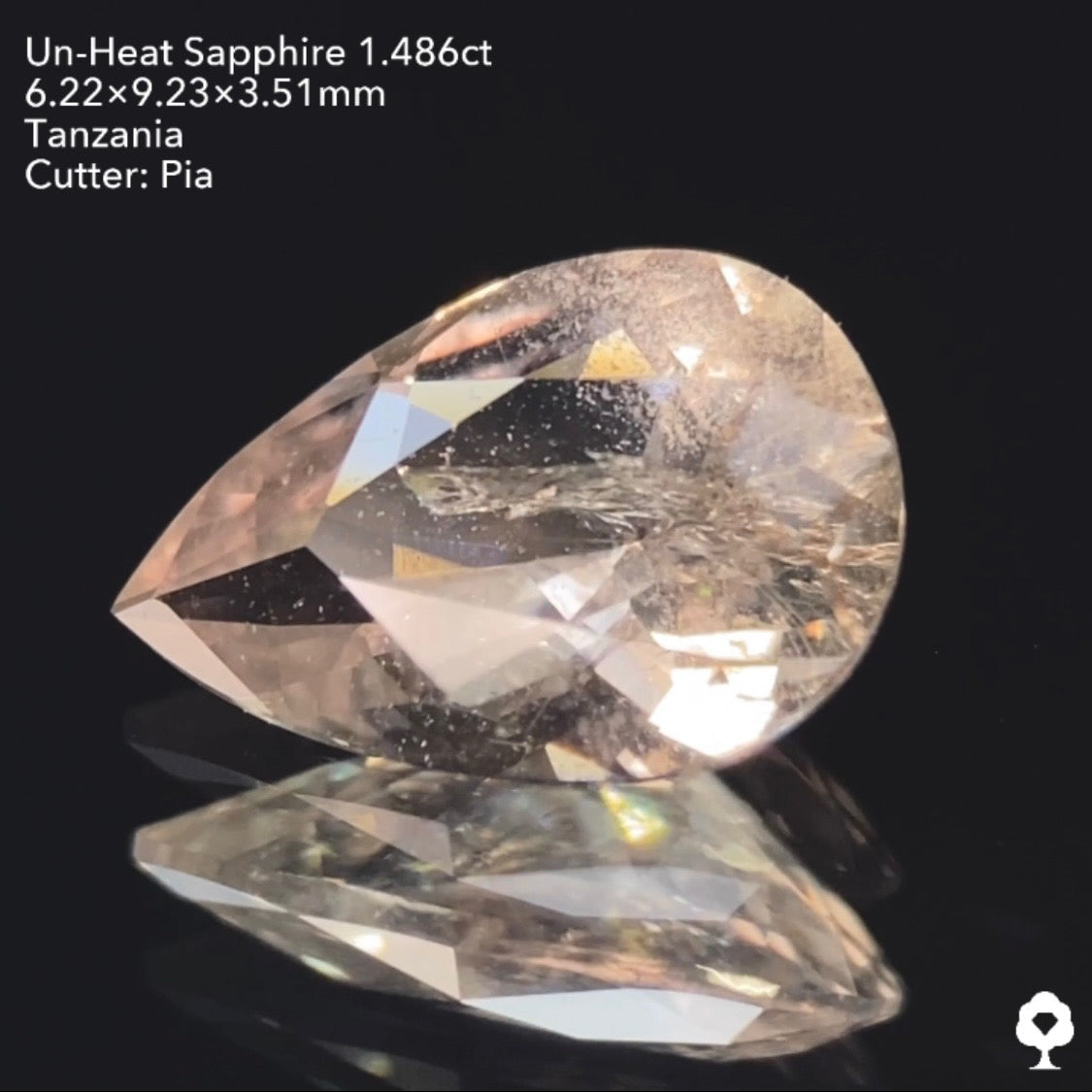 【仕切り直し】UVチェンジ美しいニュアンスカラーに舞い散るスノードームのようなインクル★非加熱サファイア1.486ctピアッちゃん作品