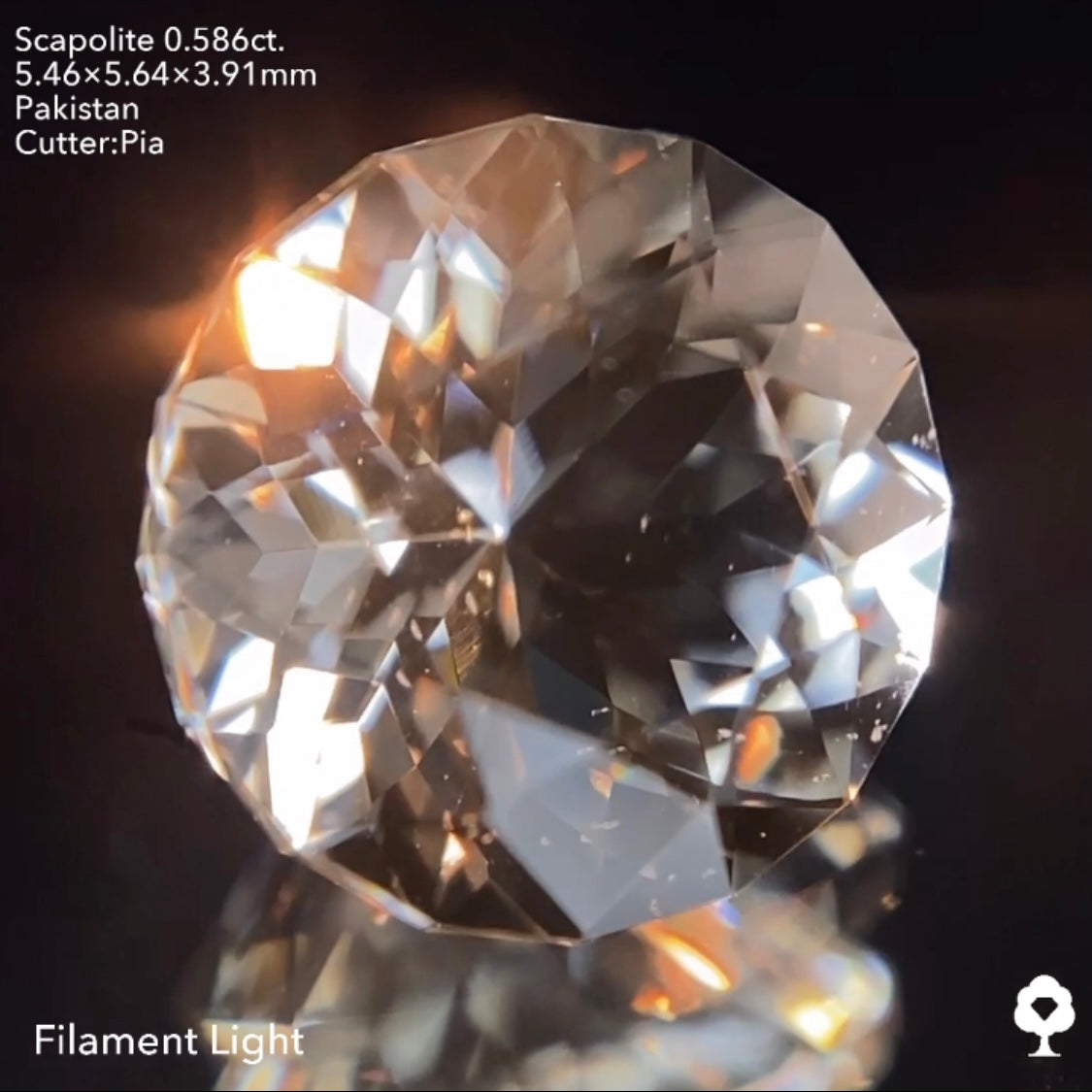 ギラギララウンドが蛍光して美しいたんぽぽになる★スキャポライト0.586ct ピアッちゃん作品