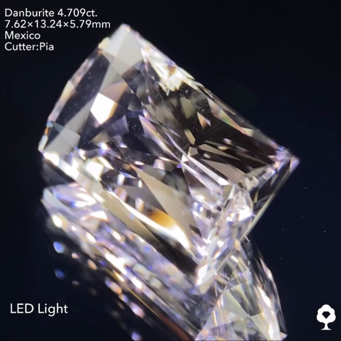 鋭い輝きが折り重なるアヤトリカットのピアッ進化版★カラーレスダンビュライト4.709ct ピアッちゃん作品