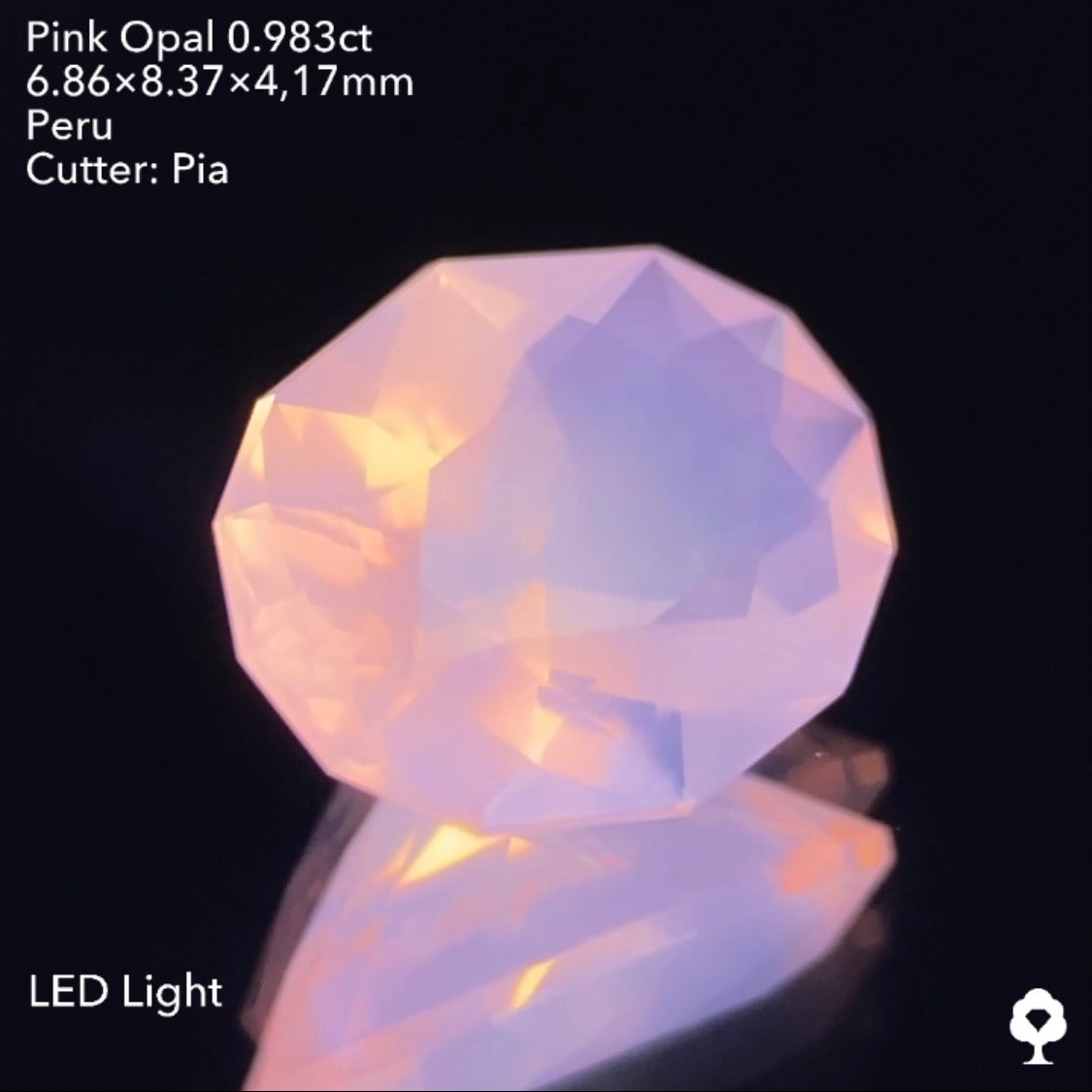 【GTJウェブサイト個展プライス】透明度・シルキーさ・色合い・カットのバランス抜群★ピンクオパール0.983ct ピアッちゃん作品