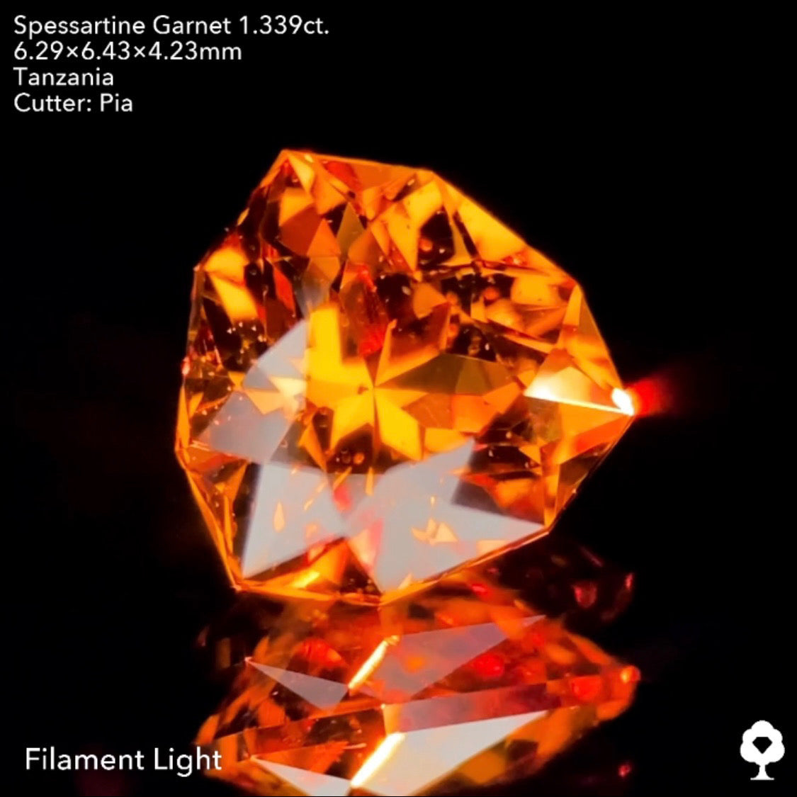 目の覚める鮮やかなオレンジと相性抜群のファンシートリリアント★スペサタイトガーネット1.339ct.ピアッちゃん作品