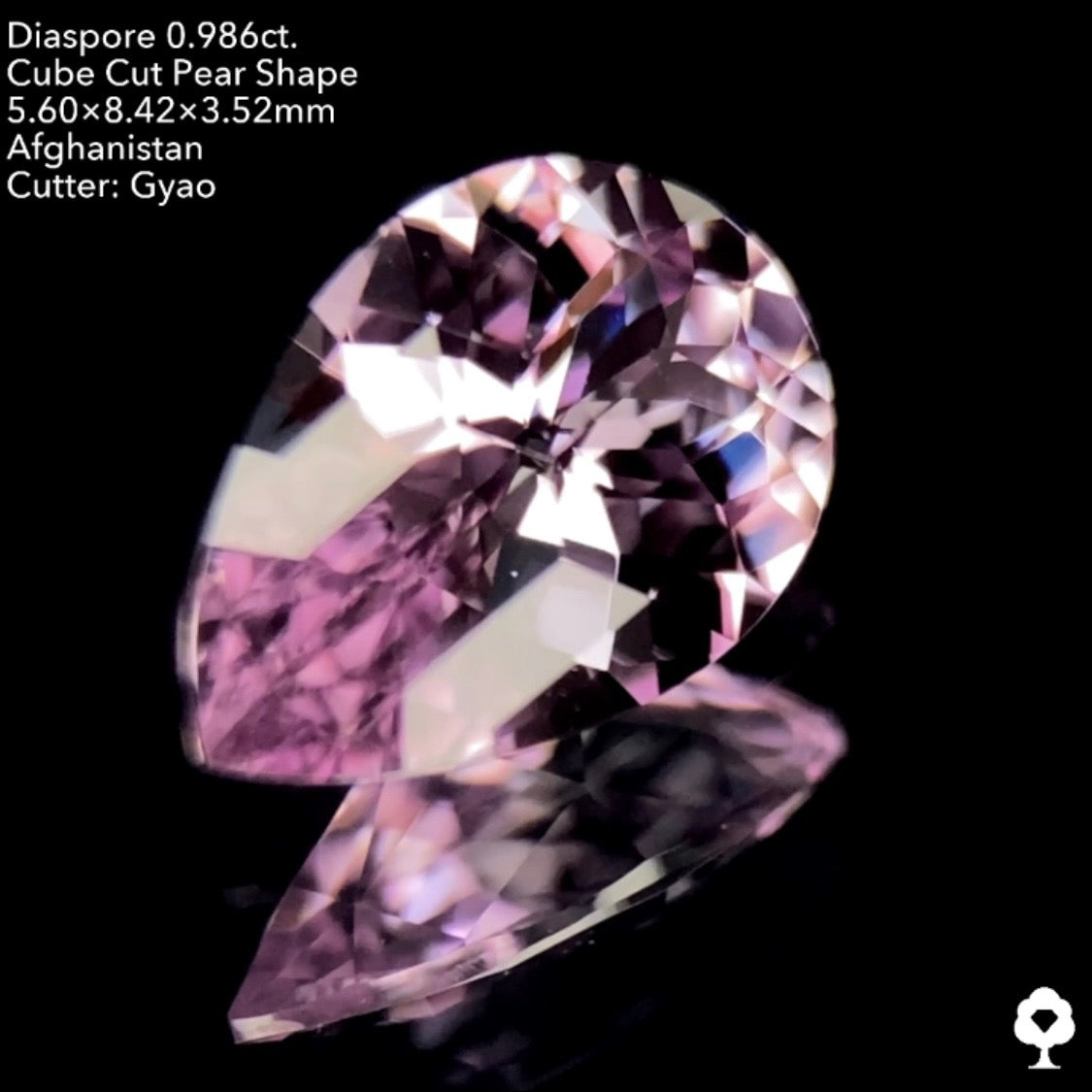 【お客さま専用★】先端かける美色ピンクがたまらないキューブカットペアシェイプ★ダイアスポア0.986ct ゲオちゃん作品