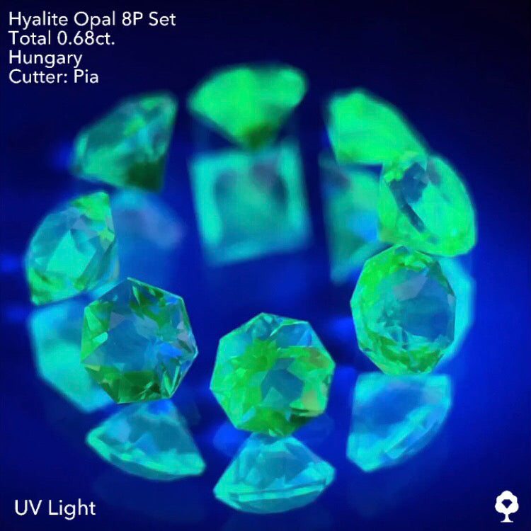 小粒ながらなんとも贅沢な多角形セット★ハンガリー産ハイアライトオパール8個セット計0.68ct. ピアッちゃん作品