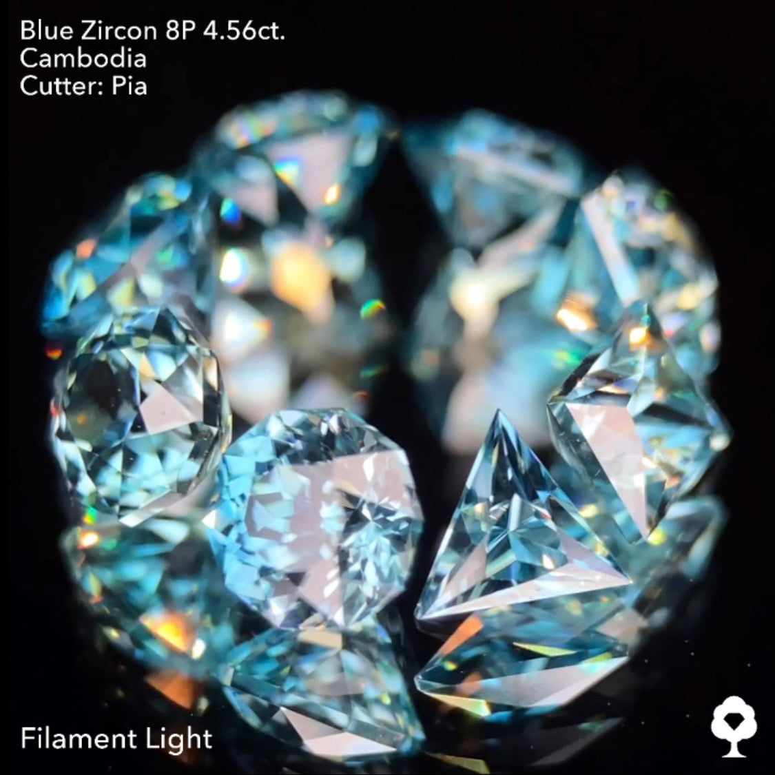 たまらないブルーと煌めきのピアッちゃん代表作多角形セット★ブルージルコン多角形8個セット計4.56ct.