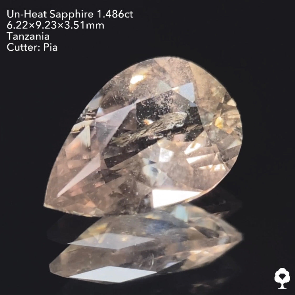 【仕切り直し】UVチェンジ美しいニュアンスカラーに舞い散るスノードームのようなインクル★非加熱サファイア1.486ctピアッちゃん作品