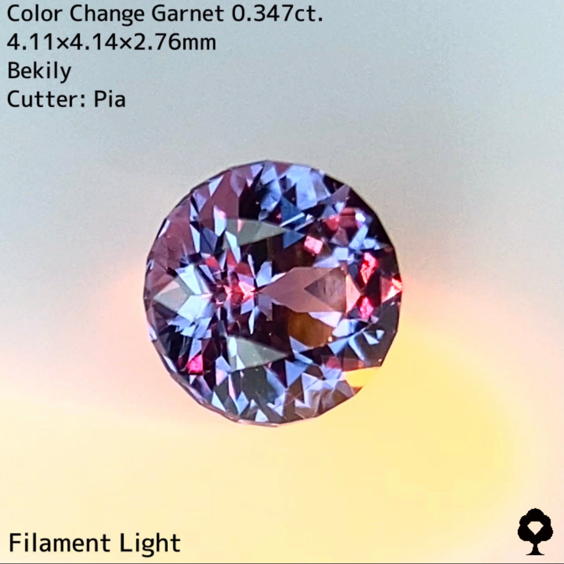 ★シッカリとした青味が美しい細やかな20角形ファンシーラウンド★ベキリーガーネット0.347ct ピアッちゃん作品