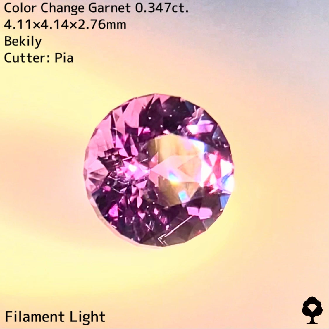 ★シッカリとした青味が美しい細やかな20角形ファンシーラウンド★ベキリーガーネット0.347ct ピアッちゃん作品