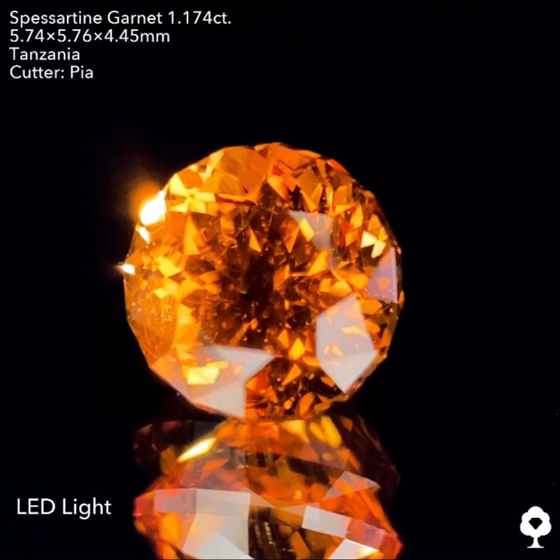 【お客さま専用】太陽のような煌めきを放つ針インクル入りの大人気16角形ラウンド★スペサタイトガーネット1.174ct.ピアッちゃん作品