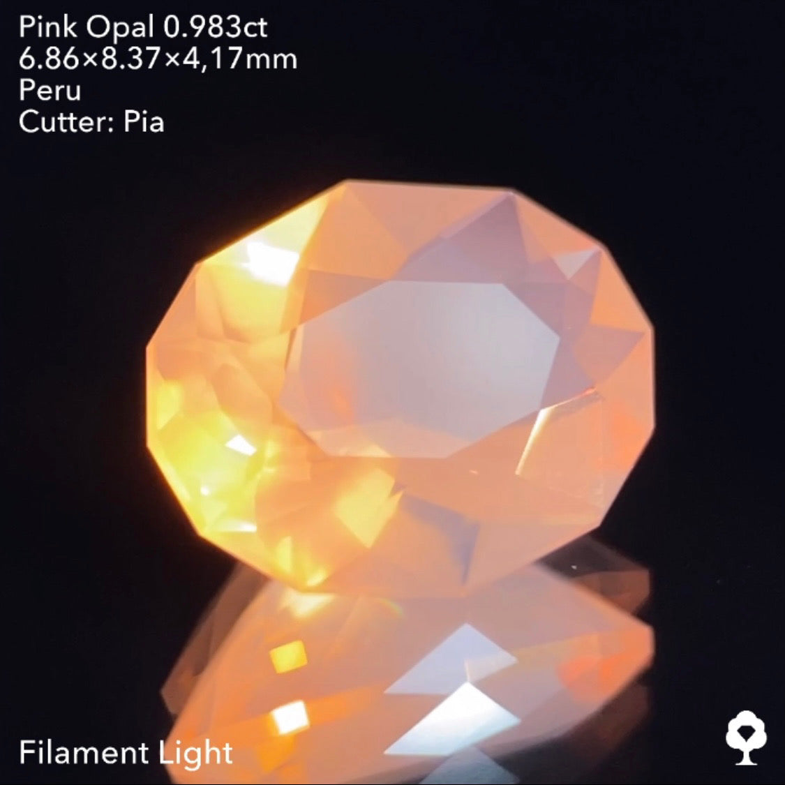 【GTJウェブサイト個展プライス】透明度・シルキーさ・色合い・カットのバランス抜群★ピンクオパール0.983ct ピアッちゃん作品