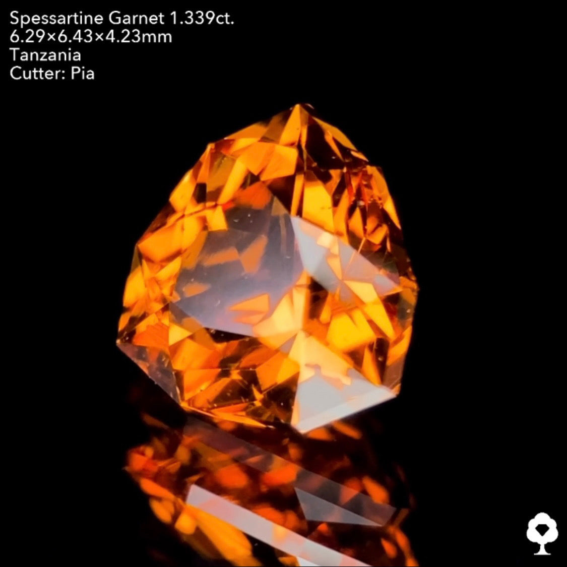 目の覚める鮮やかなオレンジと相性抜群のファンシートリリアント★スペサタイトガーネット1.339ct.ピアッちゃん作品