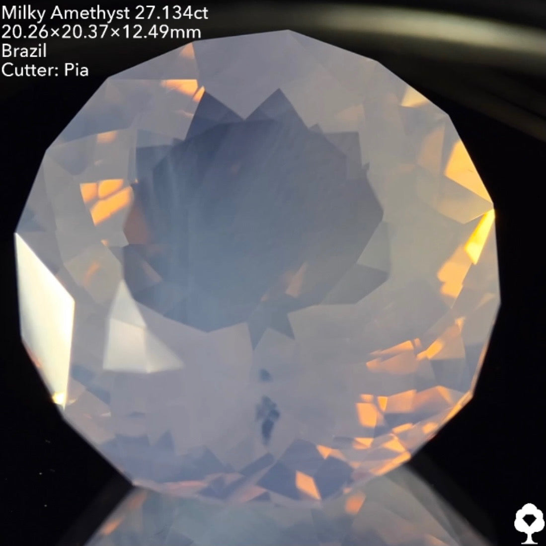 ミルキーさが波紋のように入るギザギザガードルラウンド★ミルキーアメジスト27.134ct ピアッちゃん作品