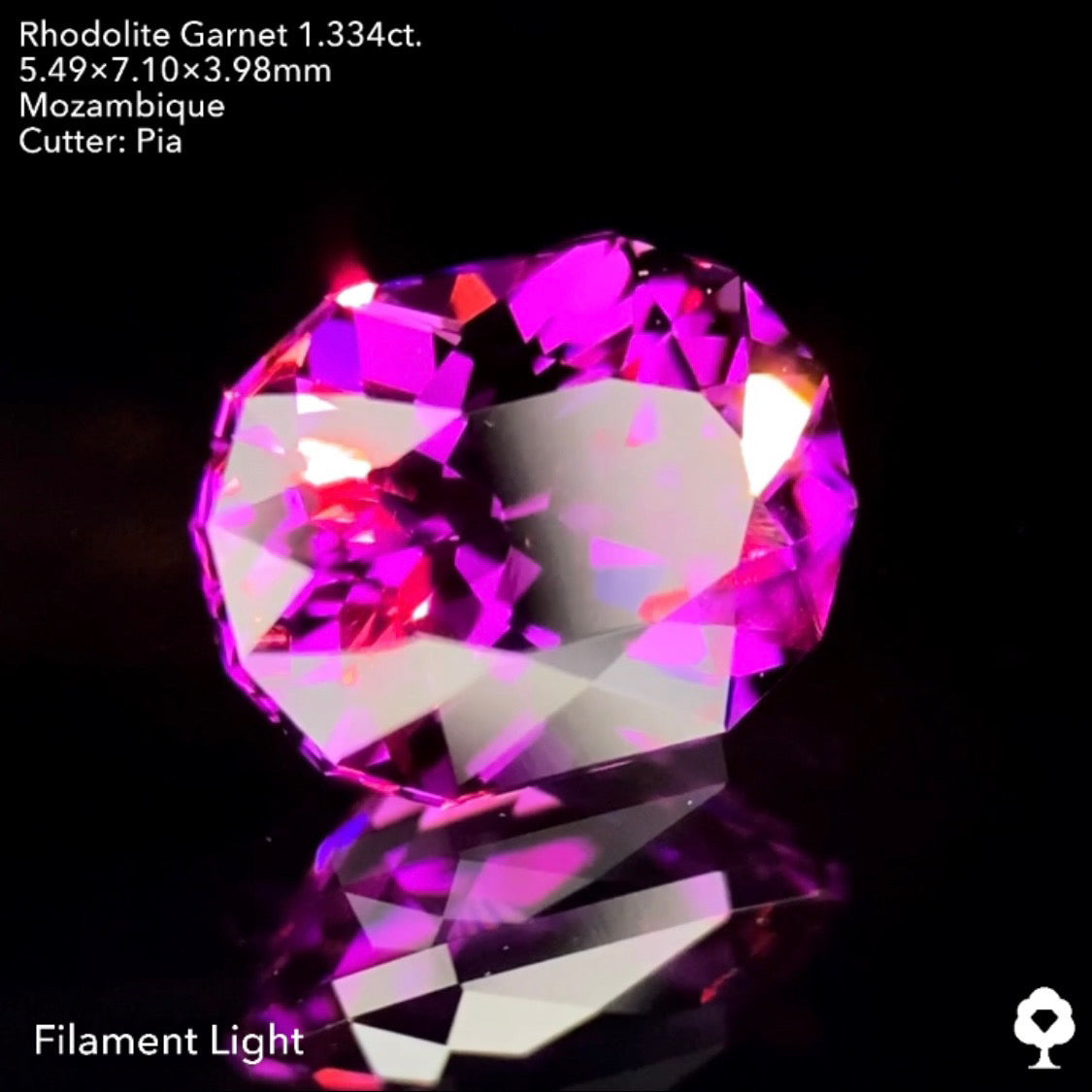 【サイレンタイムセール】ブルーファイアー踊る可愛いカプセル型ファンシーオーバル★ロードライトガーネット1.334ct. ピアッちゃん作品