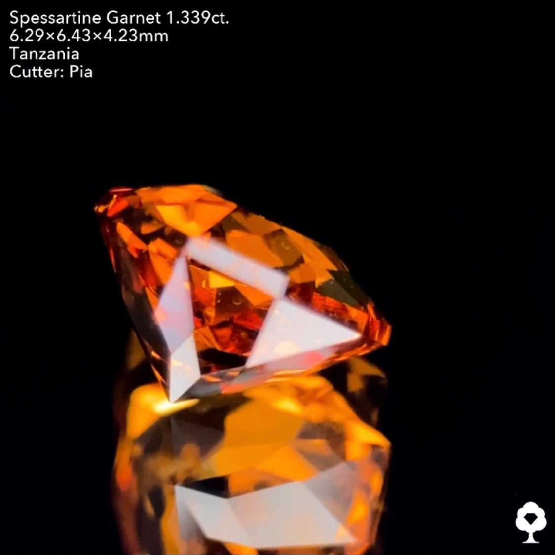 目の覚める鮮やかなオレンジと相性抜群のファンシートリリアント★スペサタイトガーネット1.339ct.ピアッちゃん作品