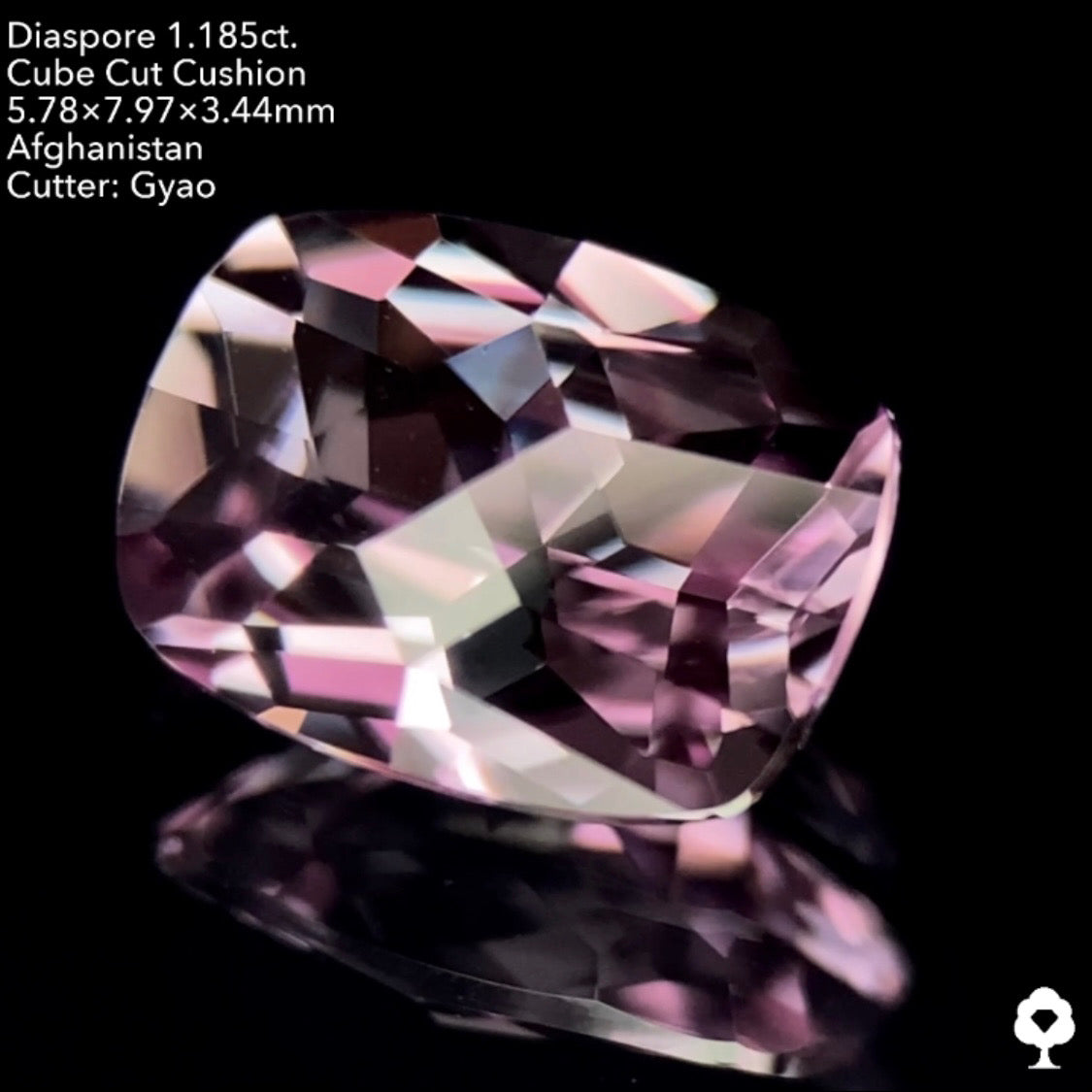 【SOLDOUT】多色美色ピンクがたまらない斜め45°の"田"キューブカット★ダイアスポア1.185ct ゲオちゃん作品