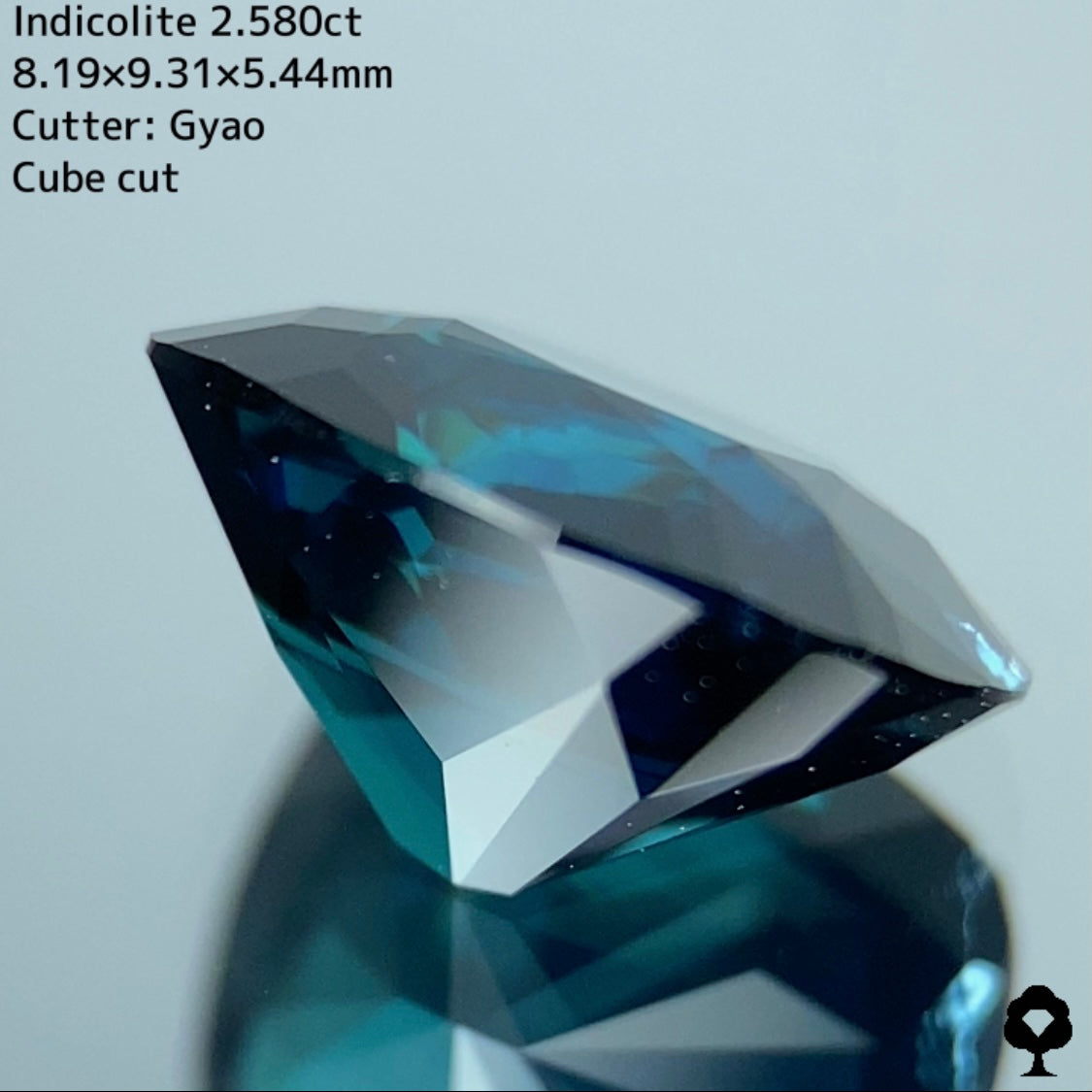 深海の美しさ感じる縁取り変則キューブカット★インディコライト 2.580ct【Cube cut】