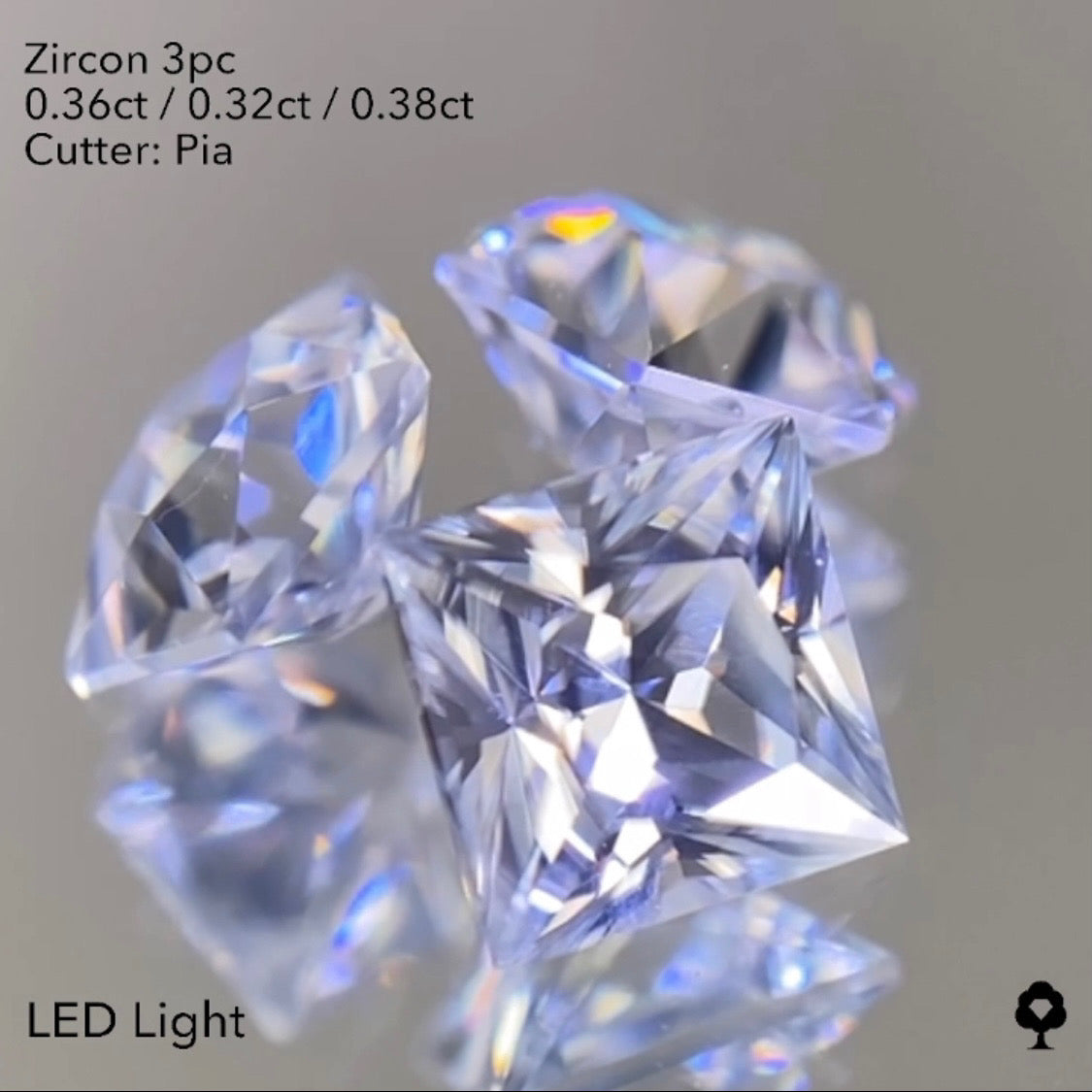 【20:40終了】輝きが止まらない大人気多角形4,5,6角形の3個セット★ジルコン 0.36ct/0.32ct/0.38ct ピアッちゃん作品
