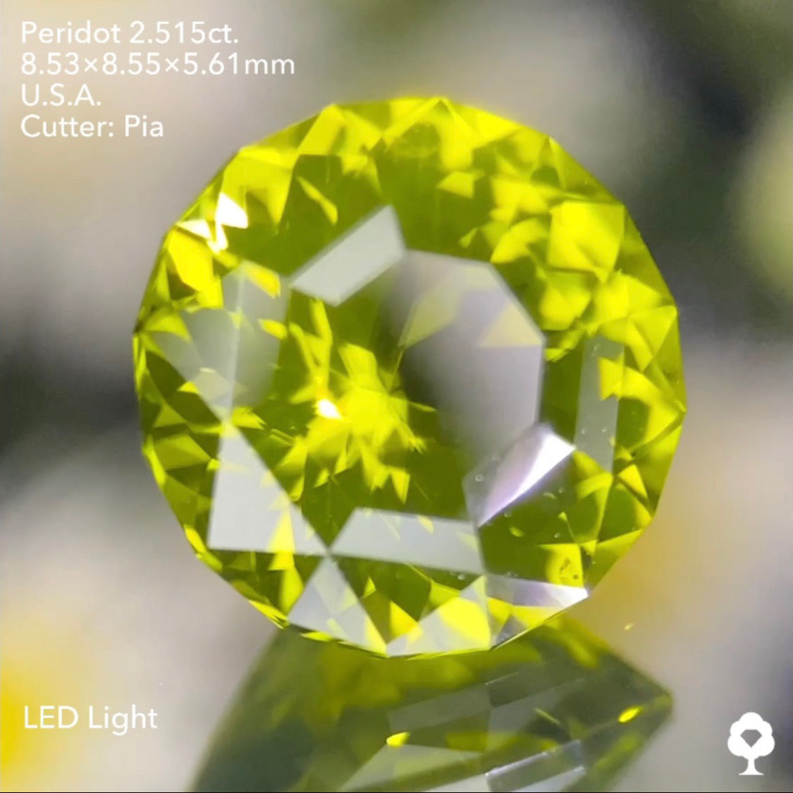 抹茶のようなシルキー感あるテーブル8角形の2段縁取り新カット★ペリドット2.515ct. アメリカ産 ピアッちゃん作品