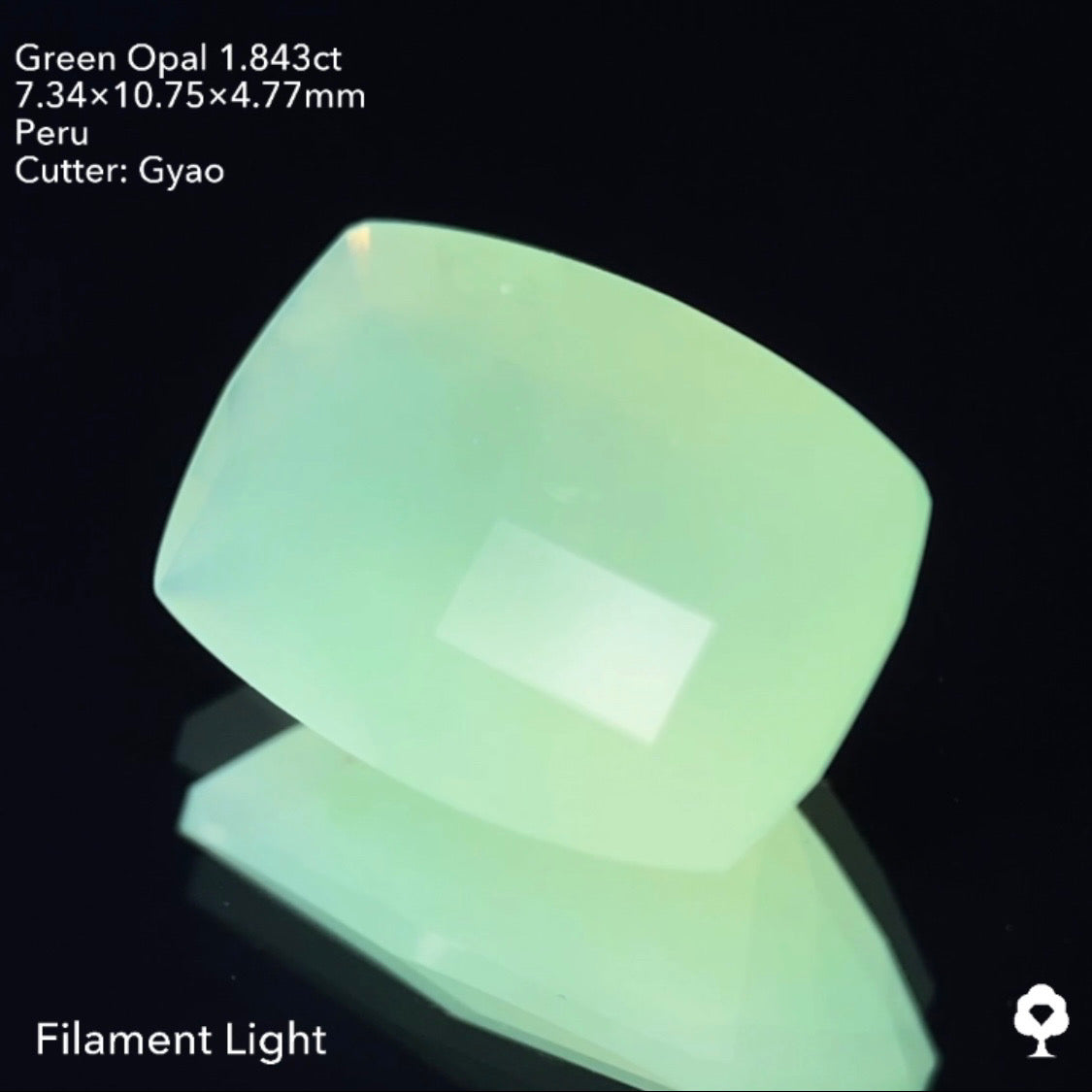 ミルキーグリーンの新カット"田"キューブ★グリーンオパール 1.843ct ゲオちゃん作品