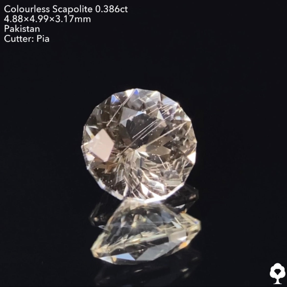 お客さま専用【GTJウェブサイト個展プライス】蛍光反応によって太陽になる美しきファンシーラウンドには面白い針インクル★スキャポライト0.386ct ピアッちゃん作品