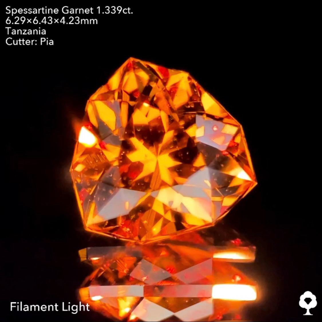 目の覚める鮮やかなオレンジと相性抜群のファンシートリリアント★スペサタイトガーネット1.339ct.ピアッちゃん作品