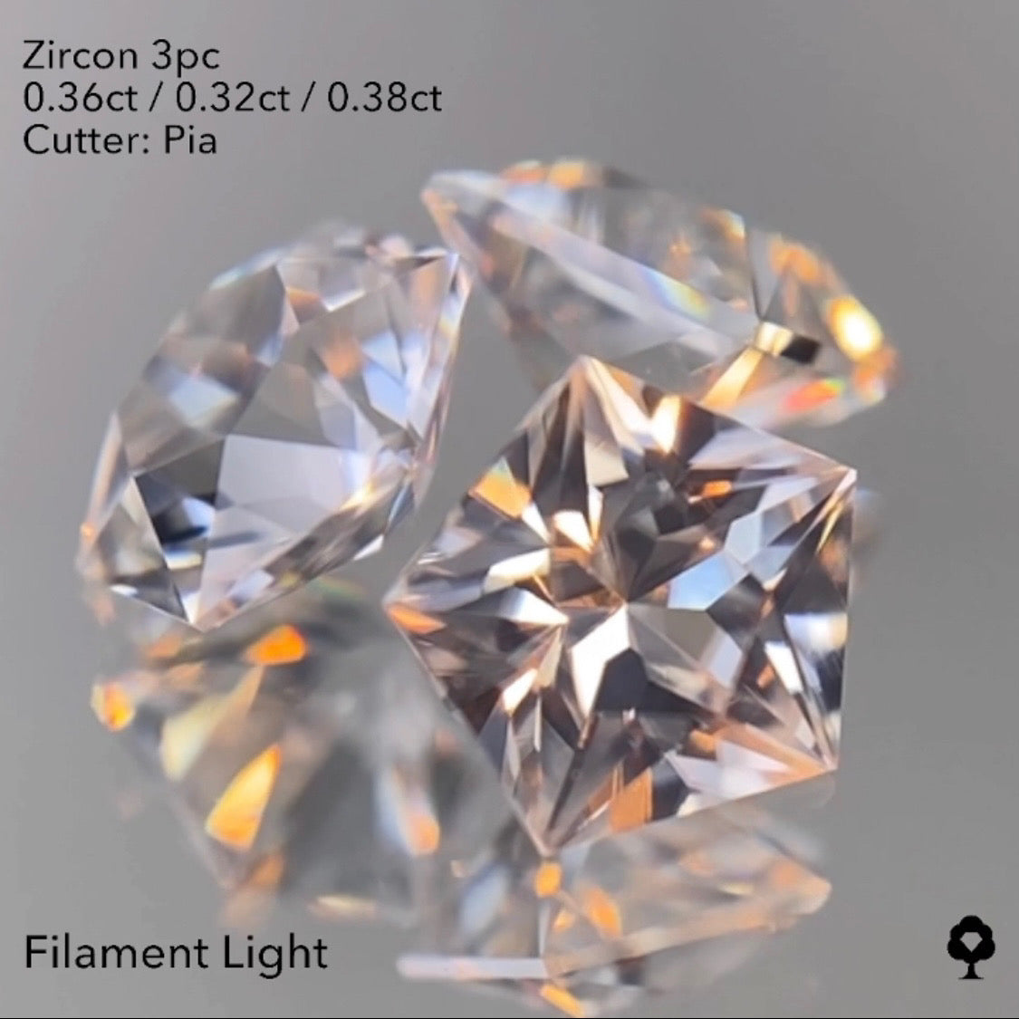 【20:40終了】輝きが止まらない大人気多角形4,5,6角形の3個セット★ジルコン 0.36ct/0.32ct/0.38ct ピアッちゃん作品