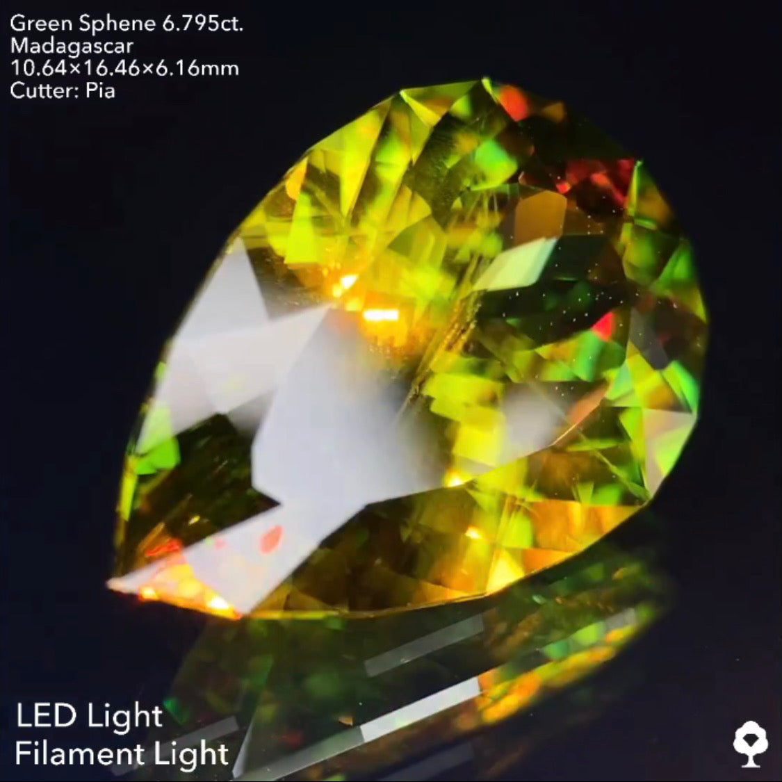 【1ヶ月オークション‼️9/20(火)21:30終了‼️】マダガスカルグリーンスフェーン6.795ct ピアッちゃん作品