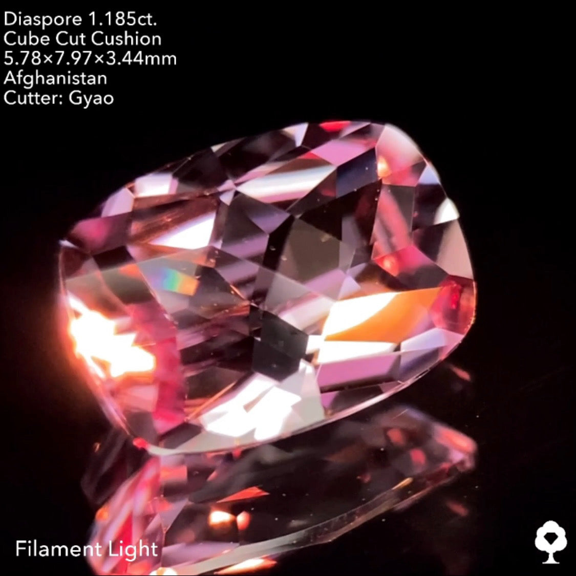 【SOLDOUT】多色美色ピンクがたまらない斜め45°の"田"キューブカット★ダイアスポア1.185ct ゲオちゃん作品