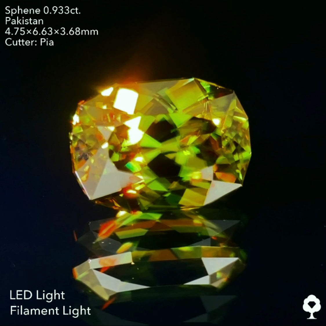 濃美グリーンに散りばめられる赤ファイアー★パキスタンスフェーン0.933ct. ピアッちゃん作品