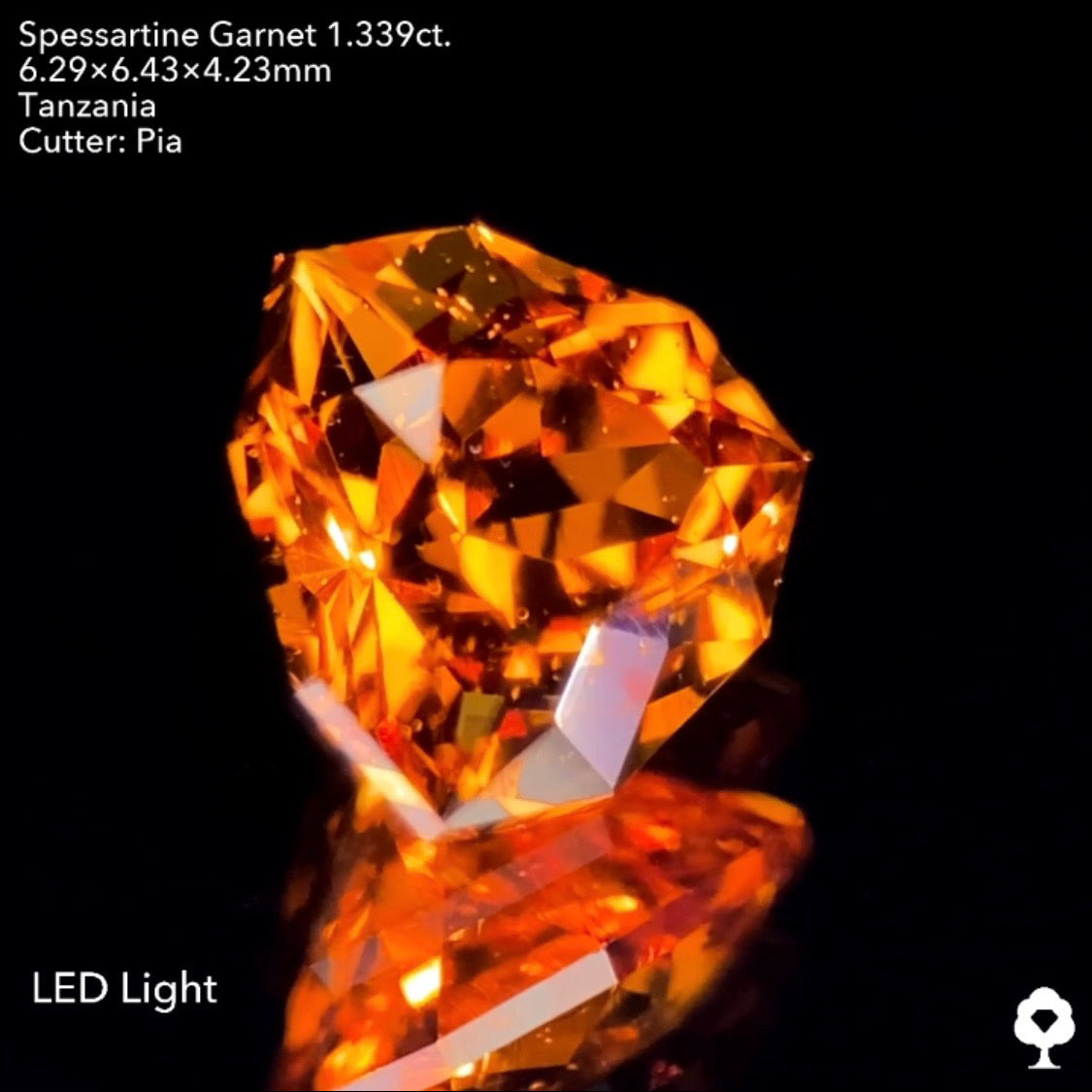 目の覚める鮮やかなオレンジと相性抜群のファンシートリリアント★スペサタイトガーネット1.339ct.ピアッちゃん作品