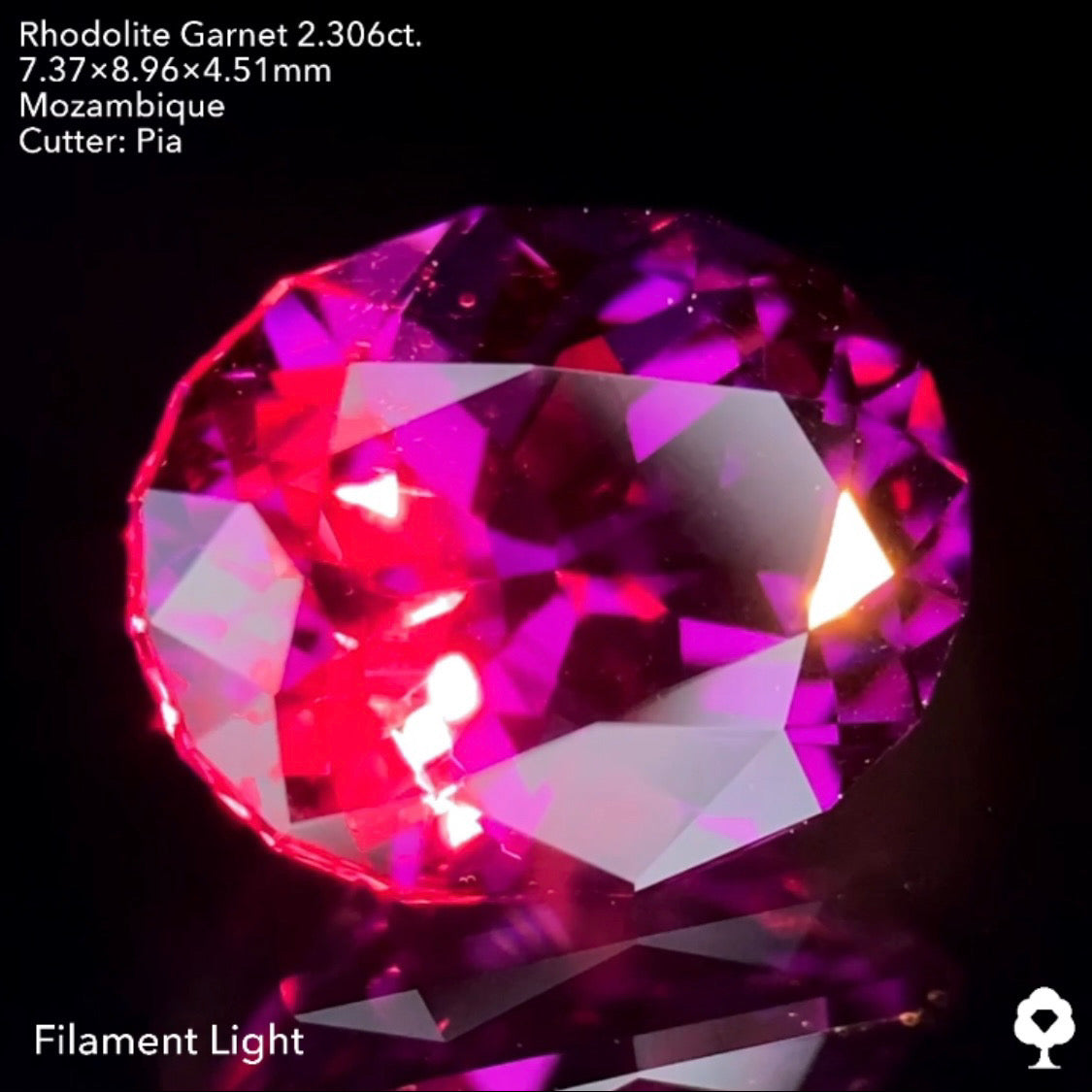 ハイレベルなグレープ系濃厚美色のファンシーオーバル★ロードライトガーネット2.306ct. ピアッちゃん作品