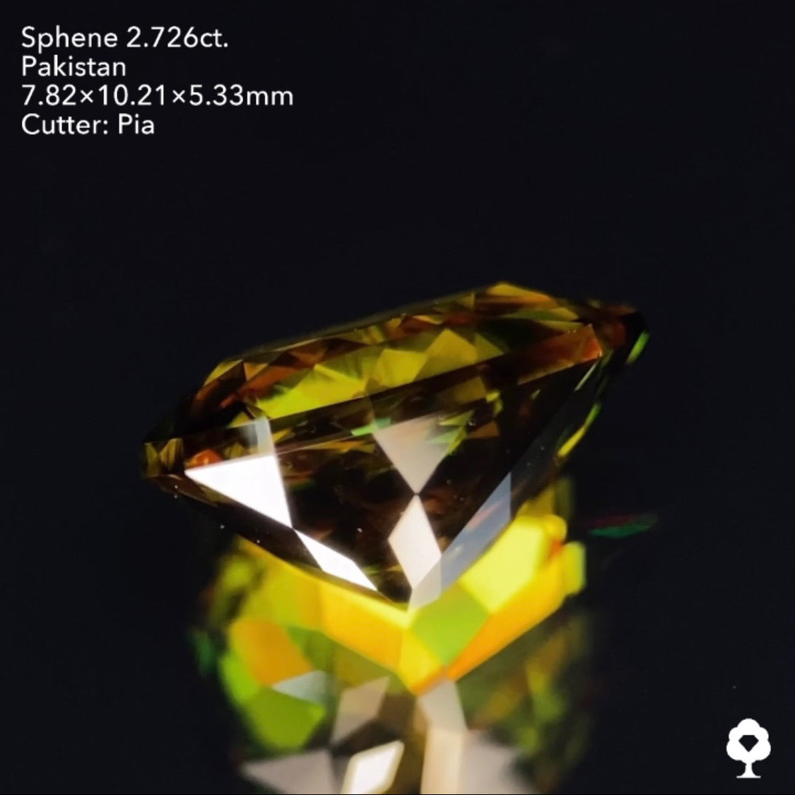 貫禄ある可愛らしいカタチで深いグリーンから強烈なファイアーを放つ★パキスタンスフェーン2.726ct ピアッちゃん作品