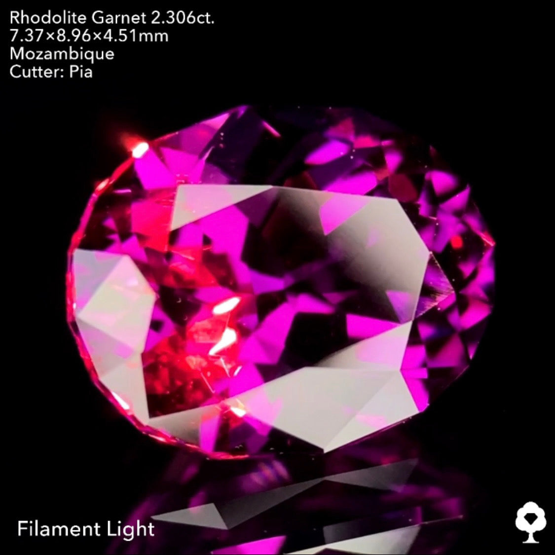 ハイレベルなグレープ系濃厚美色のファンシーオーバル★ロードライトガーネット2.306ct. ピアッちゃん作品