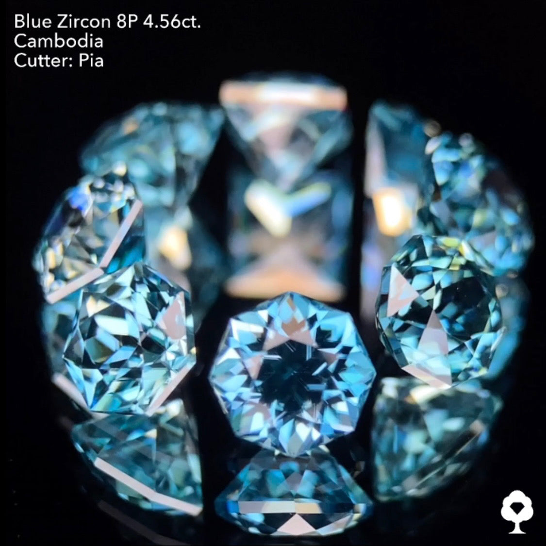 たまらないブルーと煌めきのピアッちゃん代表作多角形セット★ブルージルコン多角形8個セット計4.56ct.