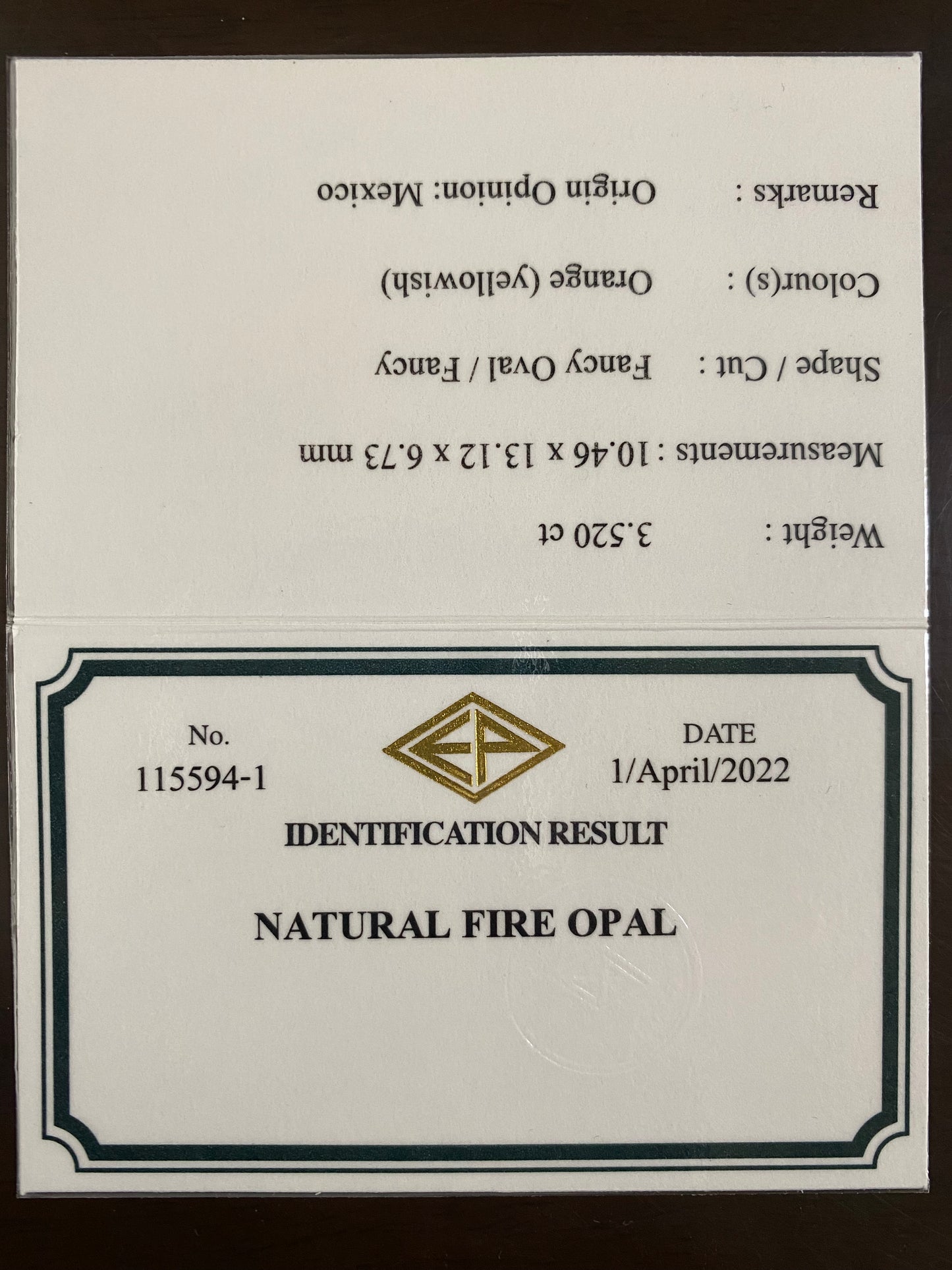 柔らかな美色マンダリンカラー★ファイアーオパール3.520ct ピアッちゃん作品