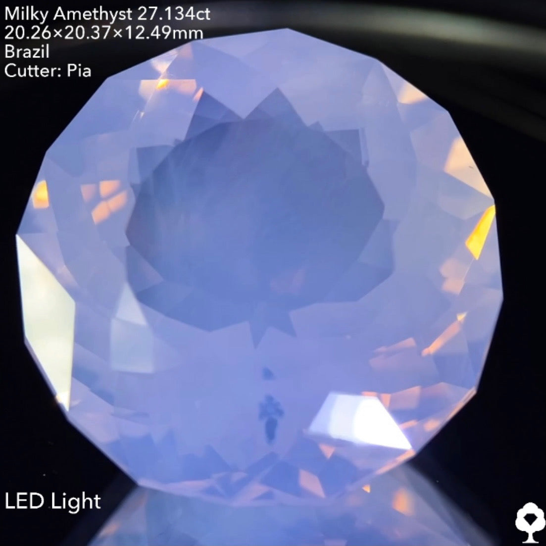 ミルキーさが波紋のように入るギザギザガードルラウンド★ミルキーアメジスト27.134ct ピアッちゃん作品