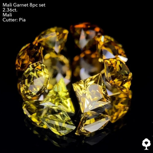【6/11終了‼️1ヶ月オークション‼️】マリガーネット多色多角形8個セット 計2.36ct ピアッちゃん作品