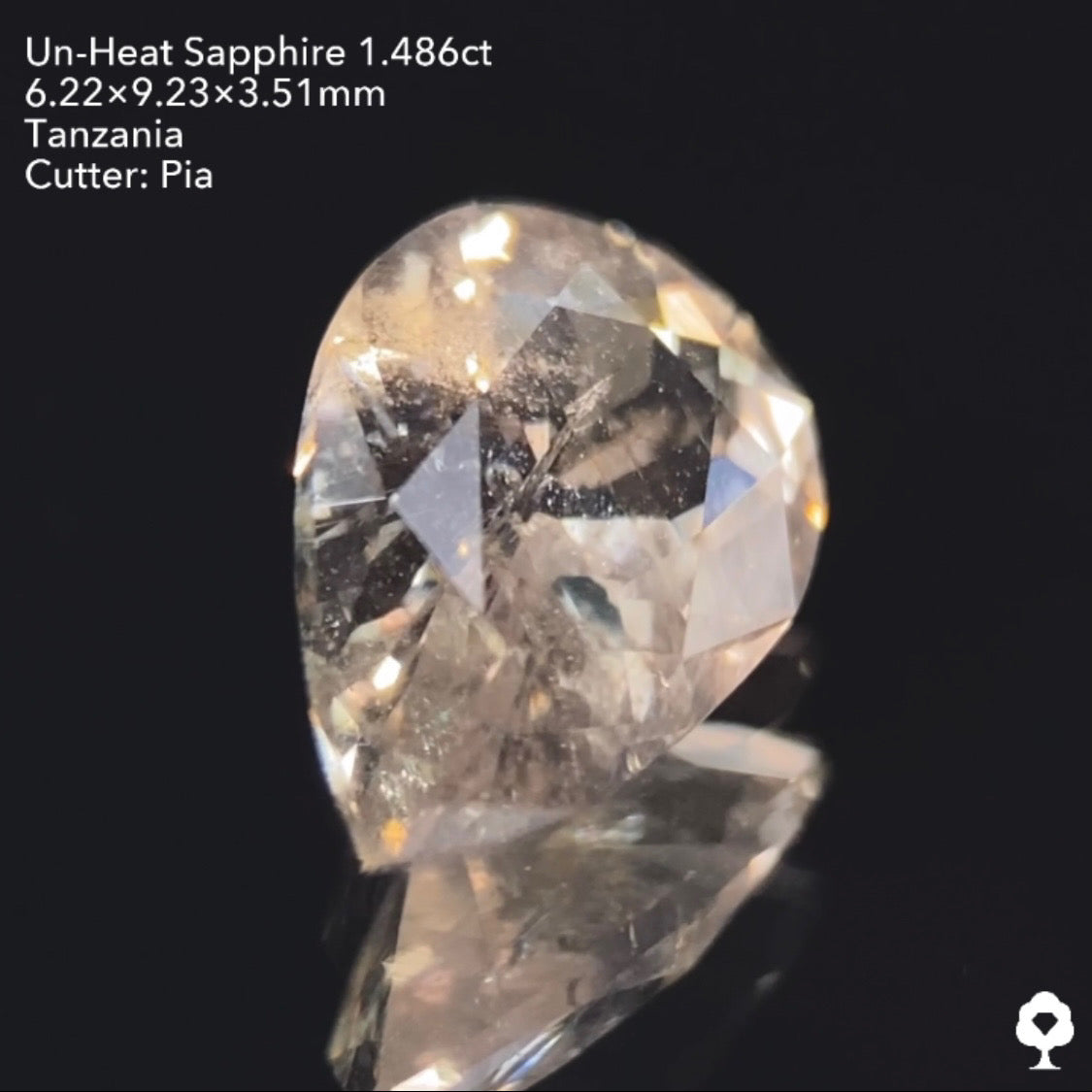 【仕切り直し】UVチェンジ美しいニュアンスカラーに舞い散るスノードームのようなインクル★非加熱サファイア1.486ctピアッちゃん作品