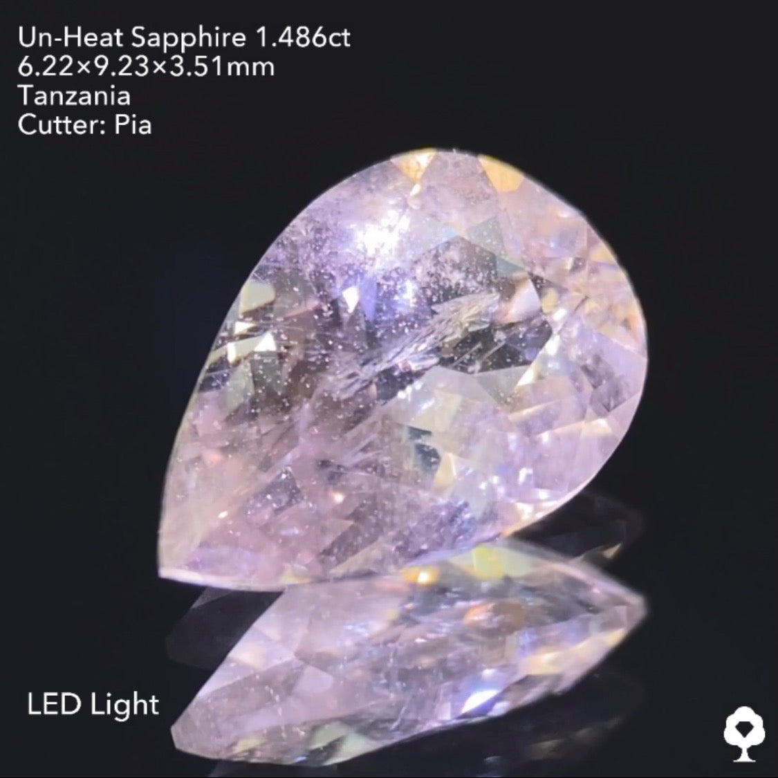 【仕切り直し】UVチェンジ美しいニュアンスカラーに舞い散るスノードームのようなインクル★非加熱サファイア1.486ctピアッちゃん作品