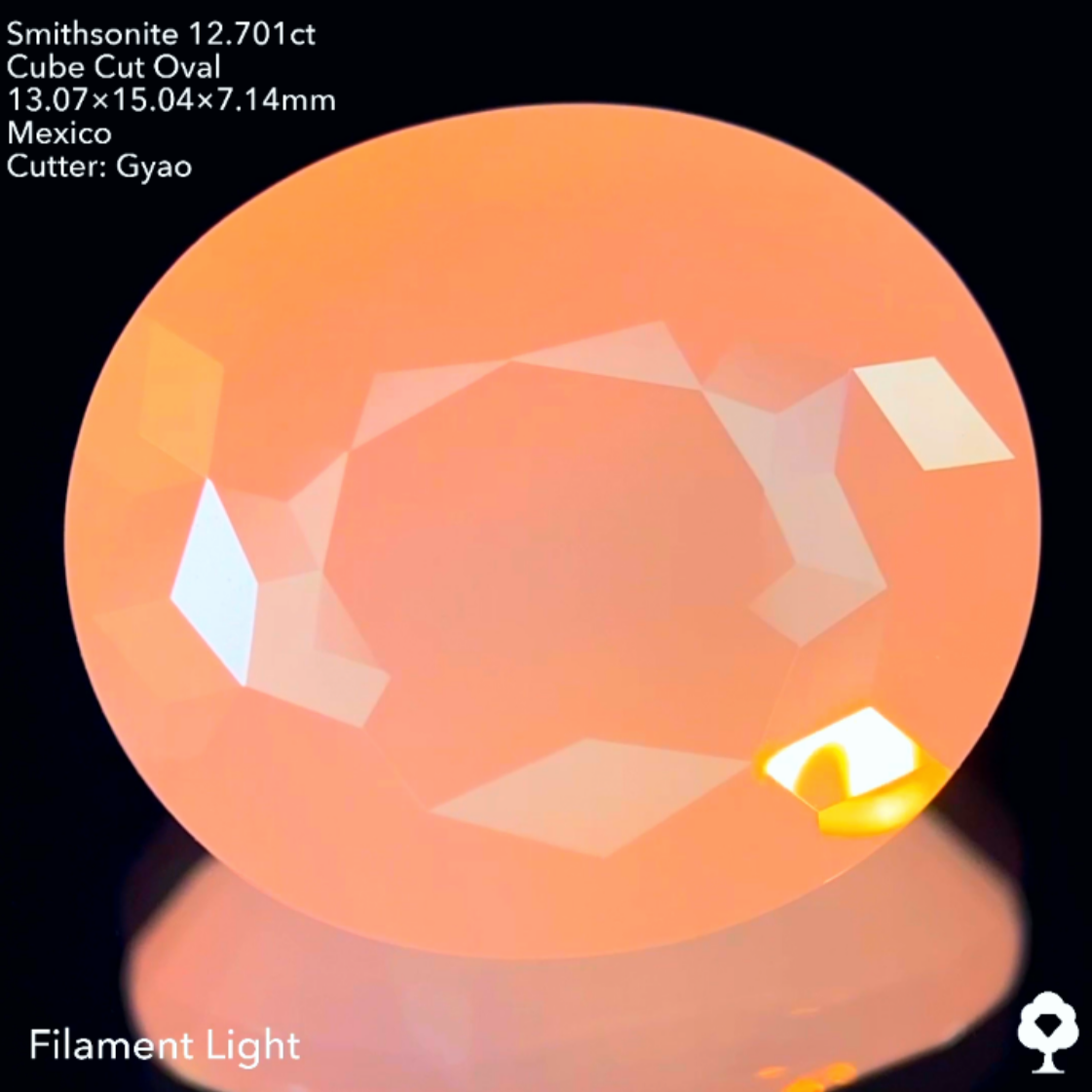 ふんわりピンクに施された変則キューブ★カット難易度ゲキ高★スミソナイト12.701ct ゲオちゃん作品