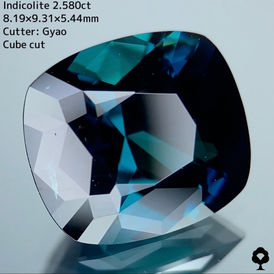深海の美しさ感じる縁取り変則キューブカット★インディコライト 2.580ct【Cube cut】