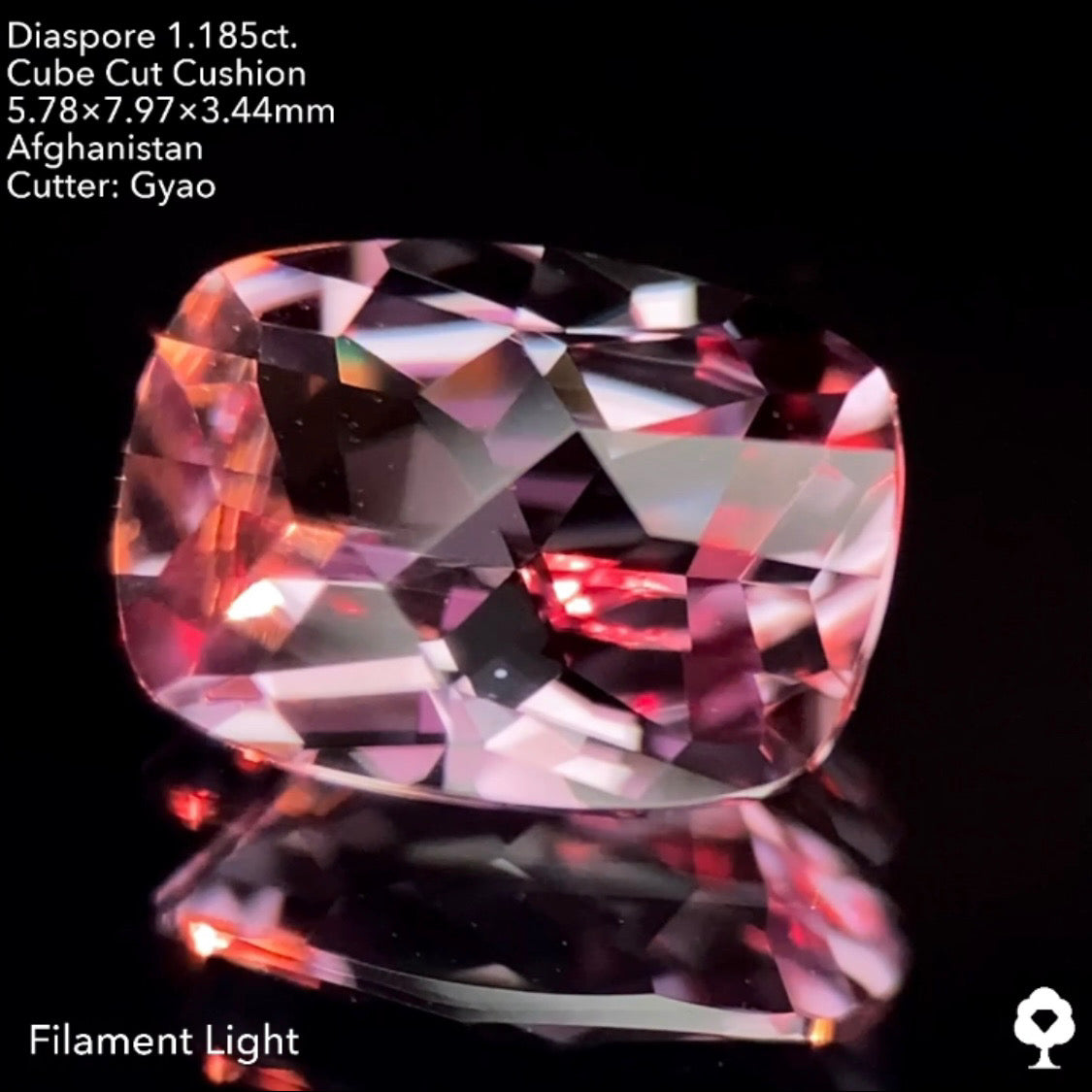 【SOLDOUT】多色美色ピンクがたまらない斜め45°の"田"キューブカット★ダイアスポア1.185ct ゲオちゃん作品